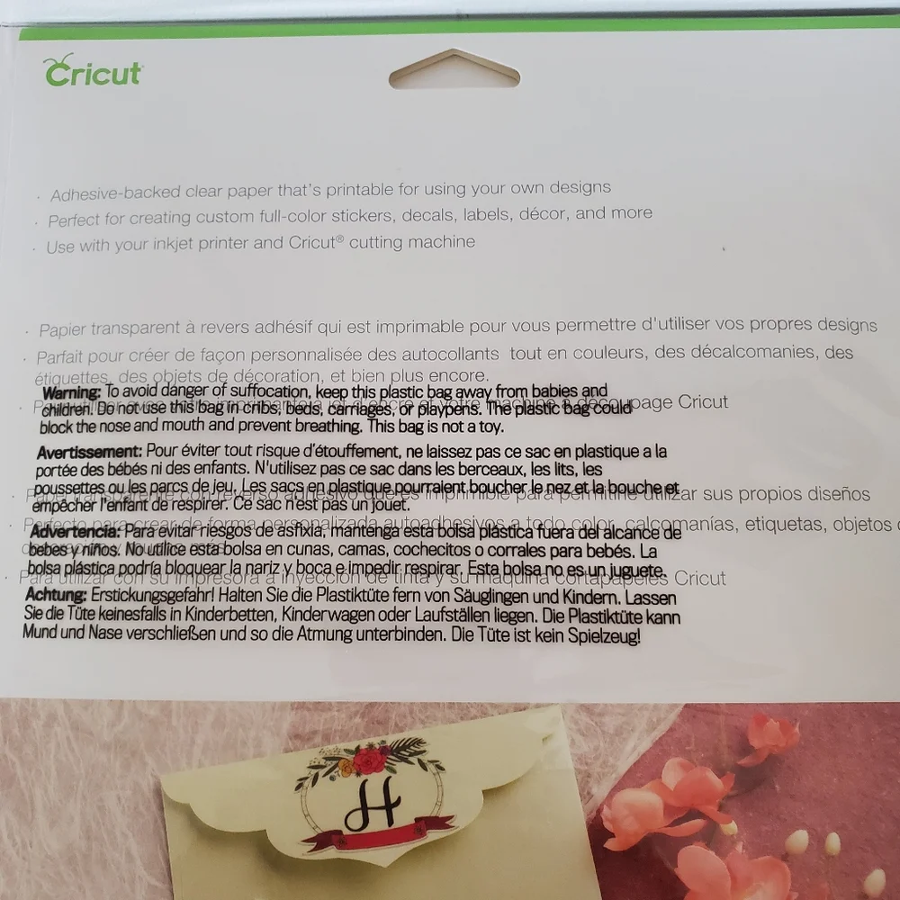 NIP CRICUT Lot Of 4 Printable Clear Sticker Paper 5 Sheets Each 8.5x11